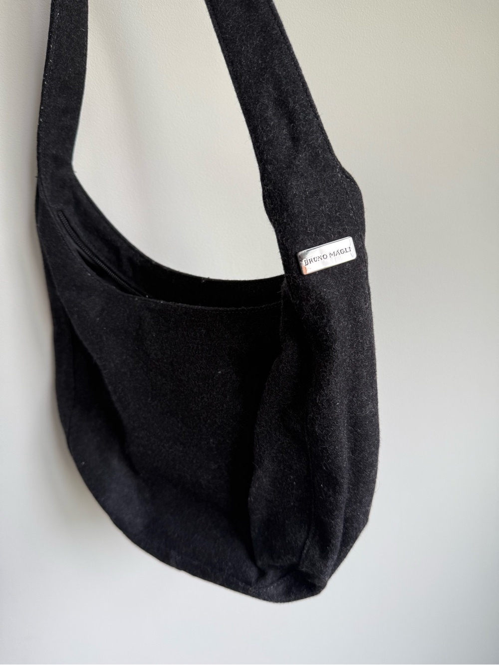 Bruno Magli Black Suede Shoulder Hobo Bag